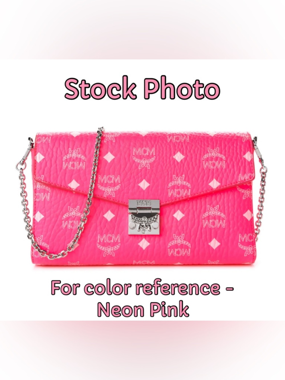 MCM EUC Medium Millie - NEON PINK Visetos Monogram Crossbody/Clutch - Picture 3 of 16
